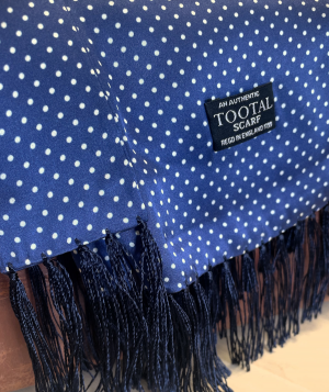 Tootal Vintage Blue Polka Dot Silk Scarf