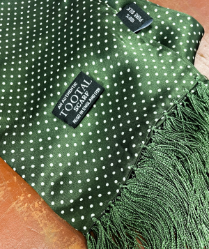 Tootal Vintage Parka Green Polka Dot Silk Scarf