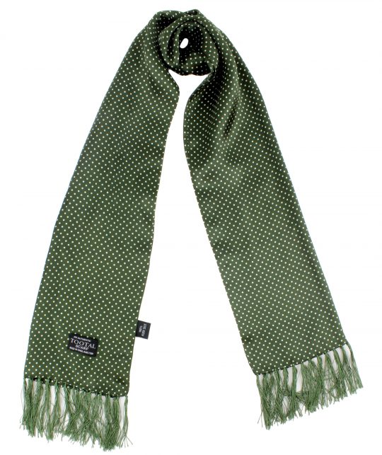 Tootal Vintage Parka Green Polka Dot Silk Scarf - Image 2