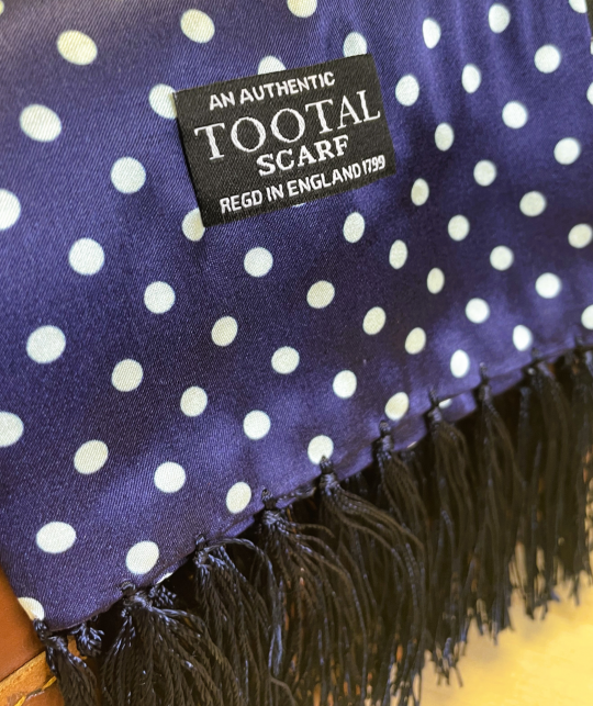 Tootal Navy Blue Large Polka Dot Print Silk Vintage Scarf