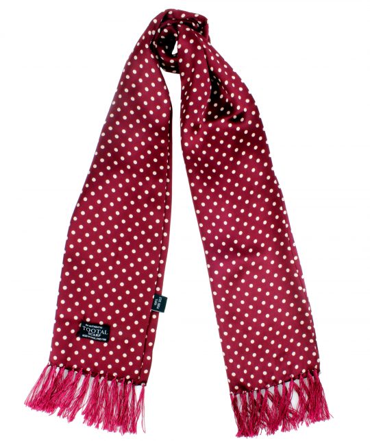 Tootal Wine Polka Dot Print Silk Scarf - Image 2