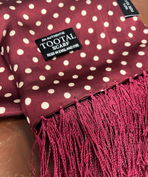 Tootal Wine Polka Dot Print Silk Scarf