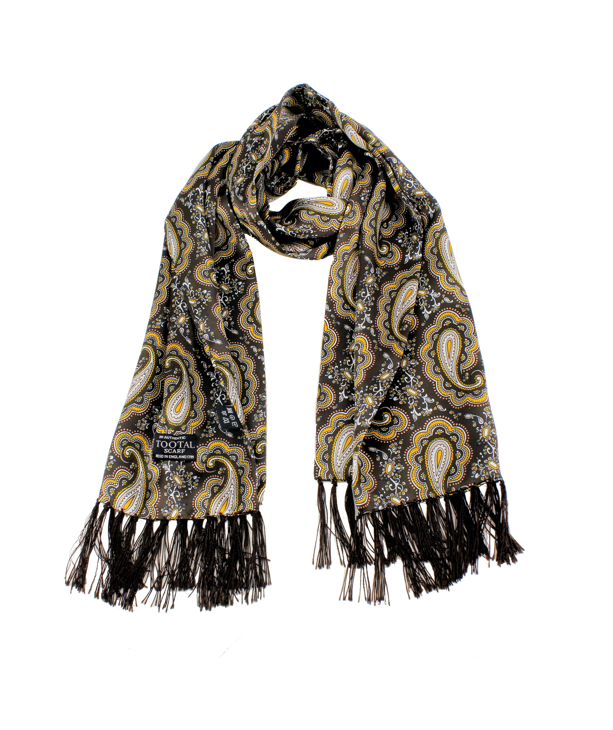 Tootal Brown Weller Paisley Design Silk Scarf