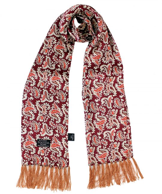 Tootal Wine Paisley Silk Scarf - Image 2