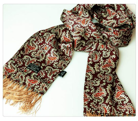 Tootal Wine Paisley Silk Scarf - Image 3