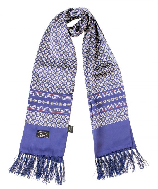 Tootal Navy Circle Design with Border Silk Scarf - Image 2