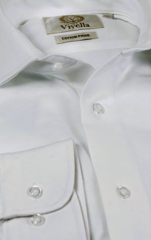 Viyella Knitted Pique White Shirt