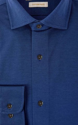 Viyella Knitted Piqué Navy Shirt for men – 100% cotton, textured honeycomb piqué fabric, relaxed fit, non-iron finish, classic navy blue.