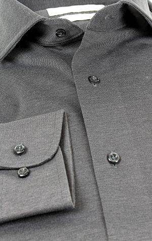 Viyella Knitted Pique Charcoal Shirt