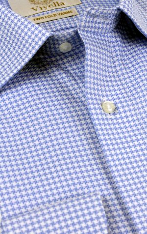 Viyella Textured Check Houndstooth Ultra Fine Two Fold Cotton Shirt