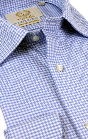 Viyella Textured Check Houndstooth Ultra Fine Two Fold Cotton Shirt