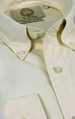 Viyella Cream Pinpoint Oxford Button Down Shirt