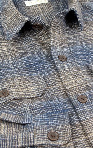 Viyella Sports Shirt Jacket Blue Brown Plaid Tweed Look