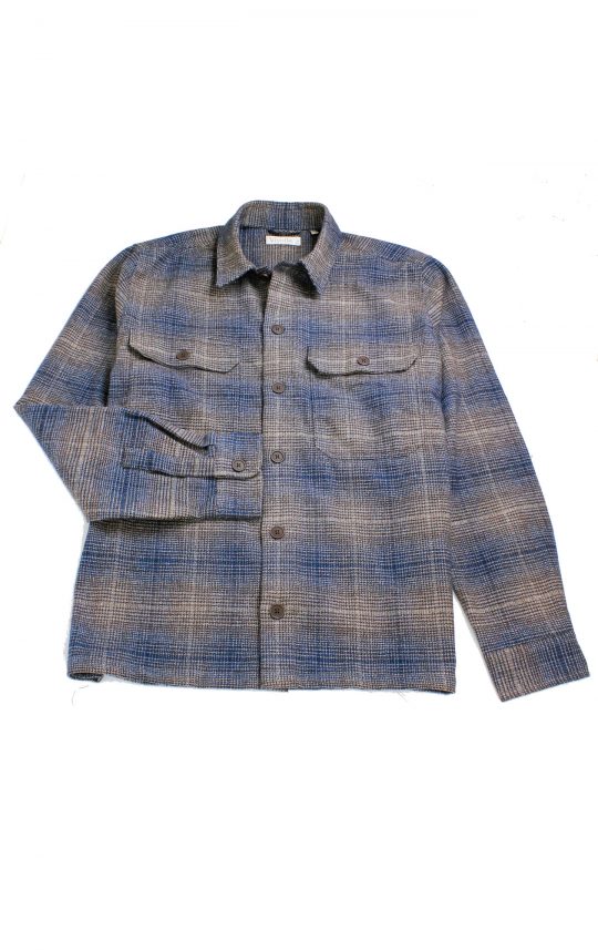 Viyella Sports Shirt Jacket Blue Brown Plaid Tweed Look - Image 3