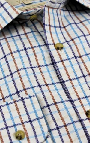 Viyella 80/20 Ice Blue Tattersall Check Classic Fit Shirt