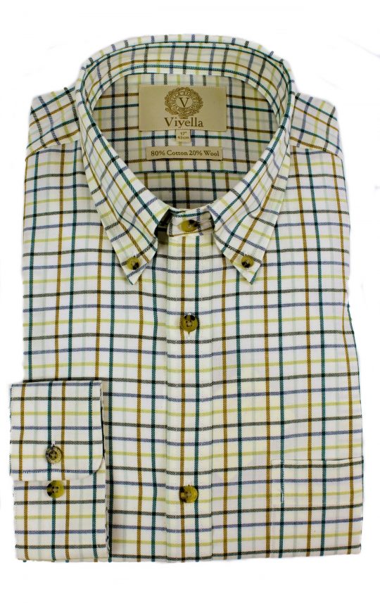 Viyella 80/20 Brunswick GreenTattersall Check Classic Fit Shirt with Button Down Collar - Image 3
