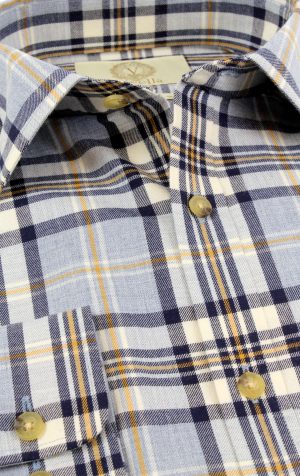 Viyella 80/20 Blue Marl Plaid Classic Fit Shirt