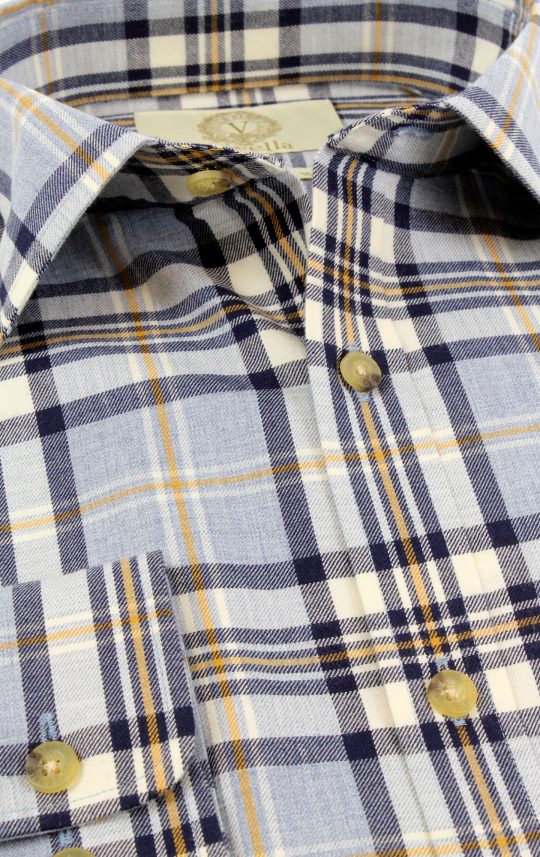 Viyella 80/20 Blue Marl Plaid Classic Fit Shirt