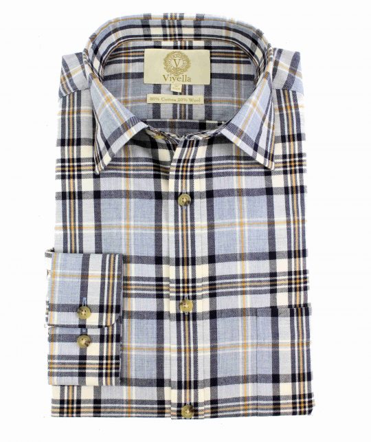 Viyella 80/20 Blue Marl Plaid Classic Fit Shirt - Image 4