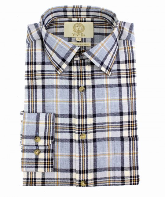 Viyella 80/20 Blue Marl Plaid Classic Fit Shirt - Image 3