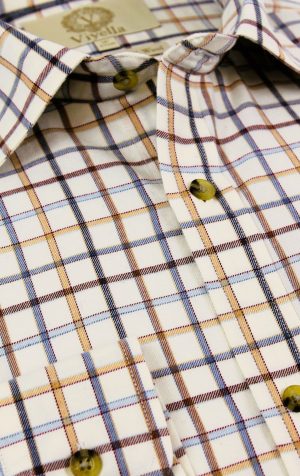 Viyella 80/20 Blue Brown Tattersall Check Classic Fit Shirt