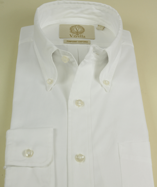 Viyella White Pinpoint Oxford Button Down Shirt - Image 3