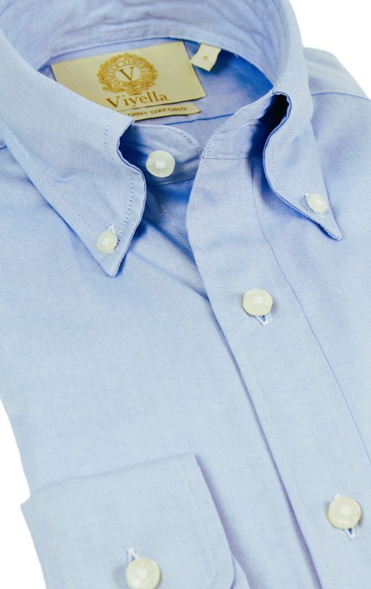 Viyella Blue Pinpoint Oxford Button Down Shirt - Image 4