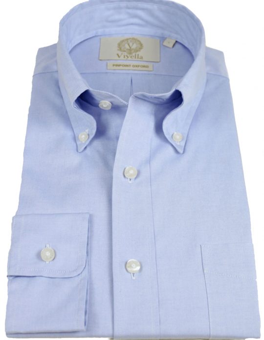 Viyella Blue Pinpoint Oxford Button Down Shirt - Image 5