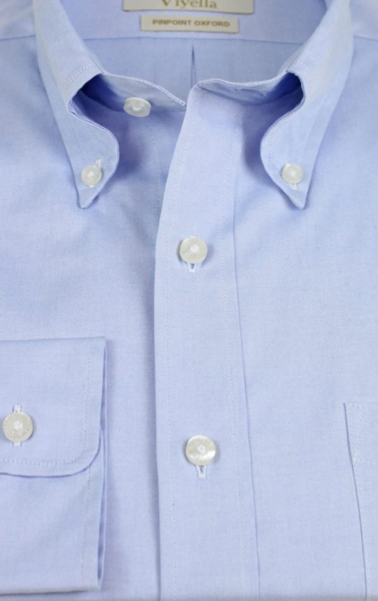 Viyella Blue Pinpoint Oxford Button Down Shirt - Image 3