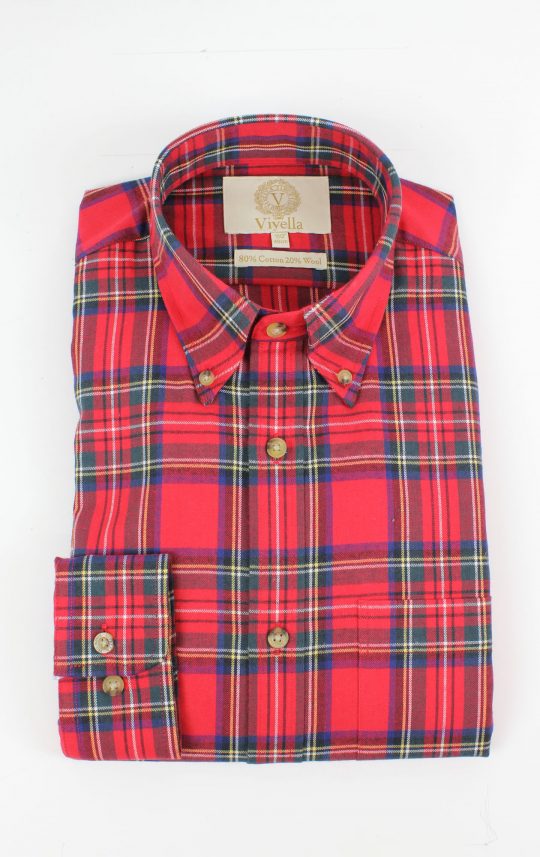Viyella 80/20 Royal Stewart Tartan Classic Fit Shirt with Button Down Collar - Image 3