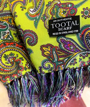 Tootal Chartreuse Swirl Paisley Silk Scarf