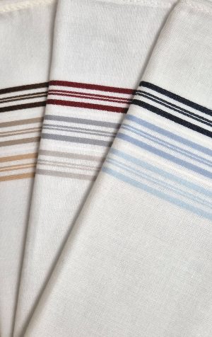 Mens Pyramid White with Fine Coloured Border 3 Pack Cotton Handkerchief