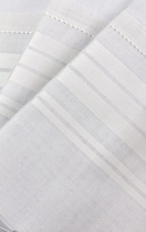 Mens Pyramid 3 Pack White Cotton Faggot Hem Stitched Handkerchiefs