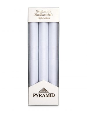 Mens 3 Pack Pyramid White Cotton Handkerchiefs