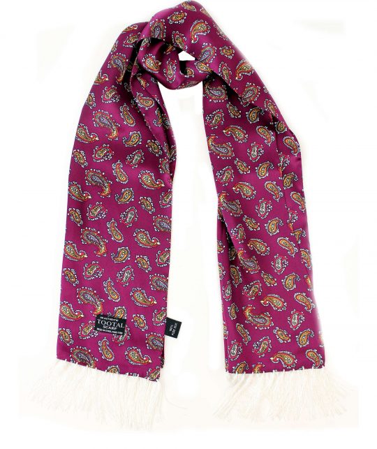 Tootal Bordeaux Paisley Silk Scarf - Image 3