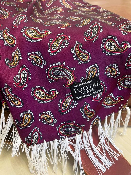 Tootal Bordeaux Paisley Silk Scarf - Image 2