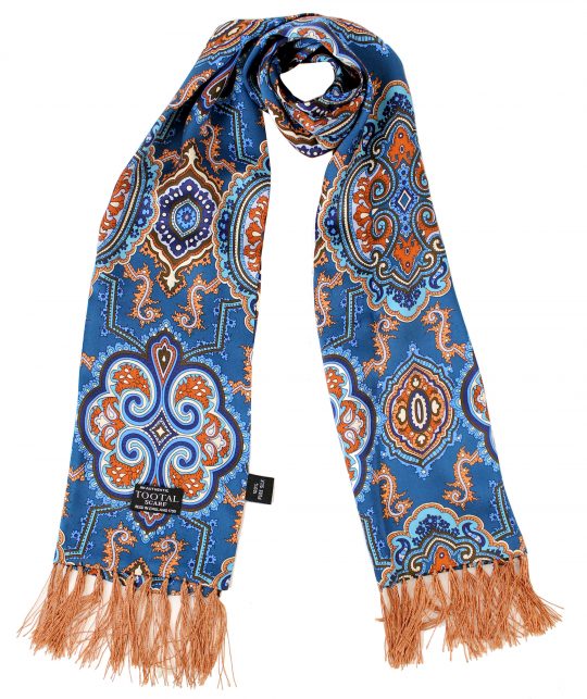Tootal Ocean Blue Medallion Silk Scarf - Image 3