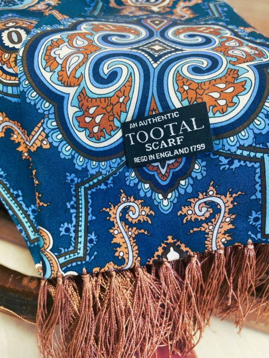 Tootal Ocean Blue Medallion Silk Scarf
