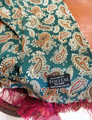 Tootal Racing Green Paisley Silk Scarf