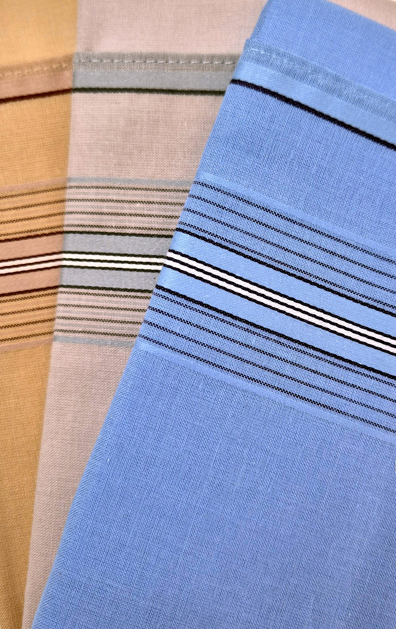 Mens Pyramid Block Colour with Fine Border Stripe 3 Pack Cotton Handkerchief