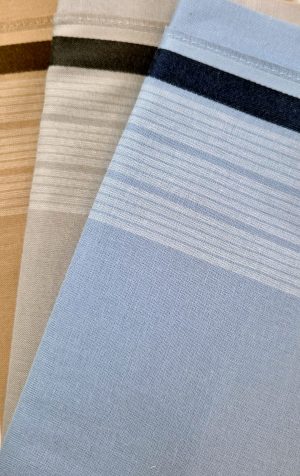 Mens Pyramid Block Colour with Fine Self Coloured Stripe 3 Pack Cotton Handkerchief