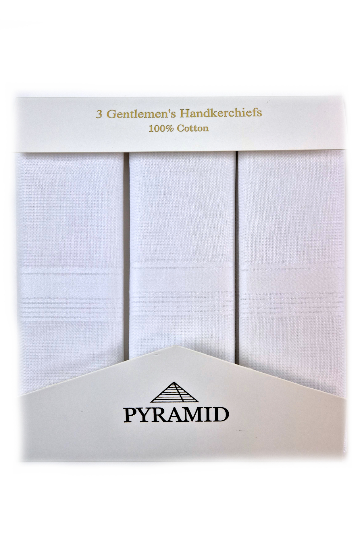Mens Pyramid 3 Pack White Handkerchiefs in Flat Pack - Image 2