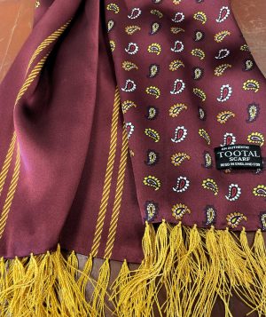 Tootal Oxblood Two Sided Design Silk Scarf