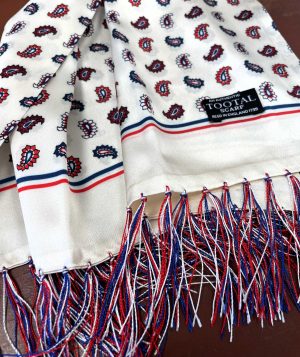 Tootal Ecru Paisley with Retro Border Design Silk Scarf