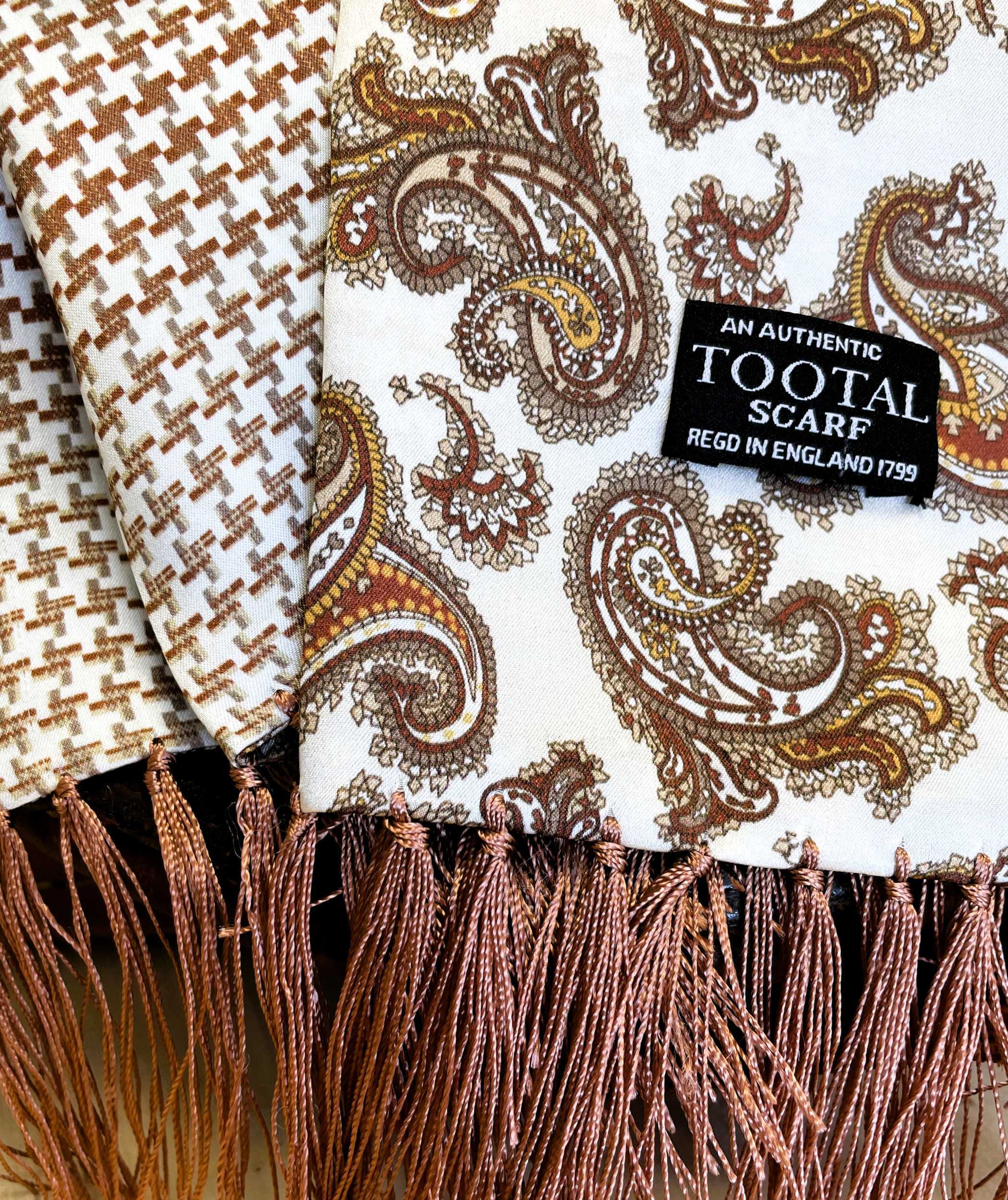 Tootal Mocha Two Sided Design Silk Scarf