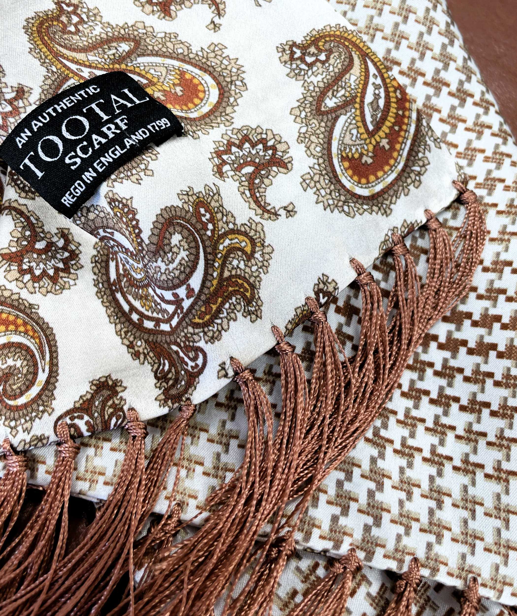 Tootal Mocha Two Sided Design Silk Scarf - Image 2