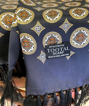 Tootal Black & Gold Medallion with Border Silk Scarf