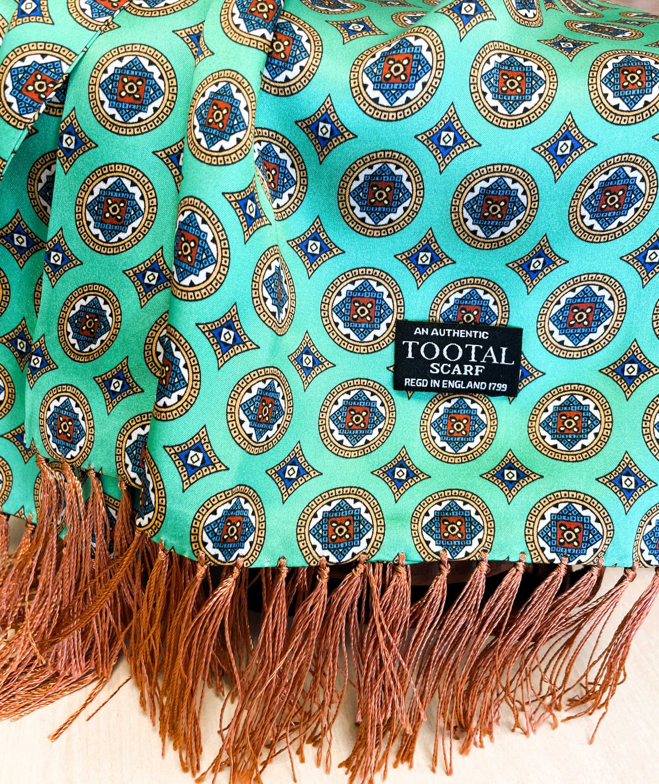 Tootal Green Circle Silk Scarf