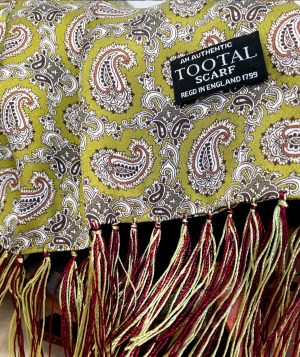 Tootal Avocado Paisley Silk Scarf