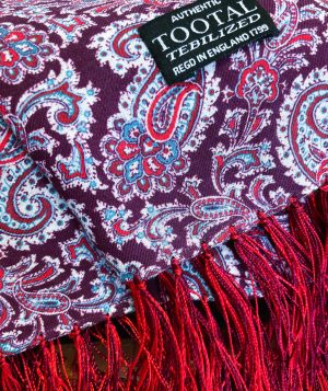Tootal Burgundy & Blue Paisley Rayon Scarf